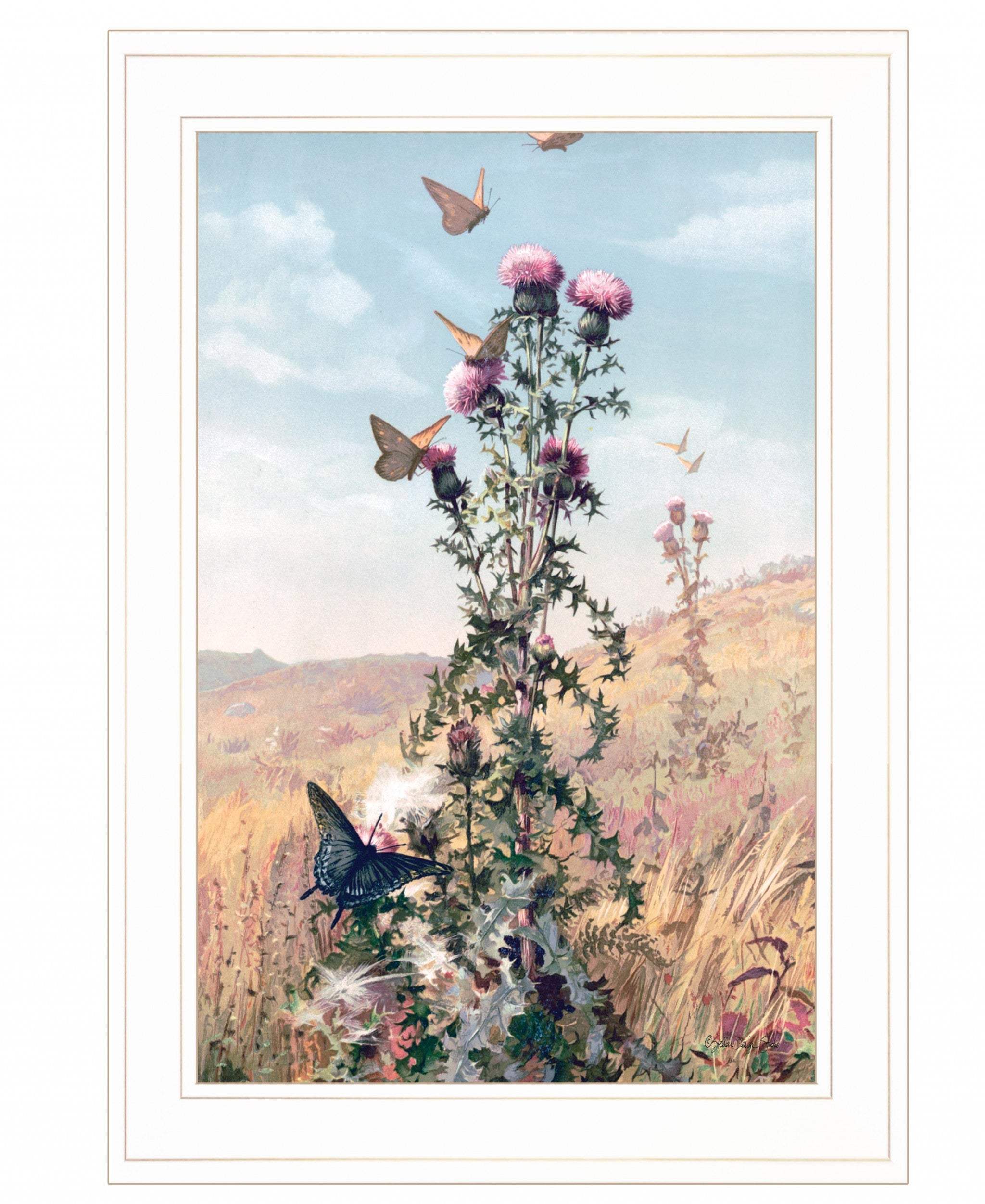 Meadow Butterflies 1 White Framed Print Wall Art - Image 2