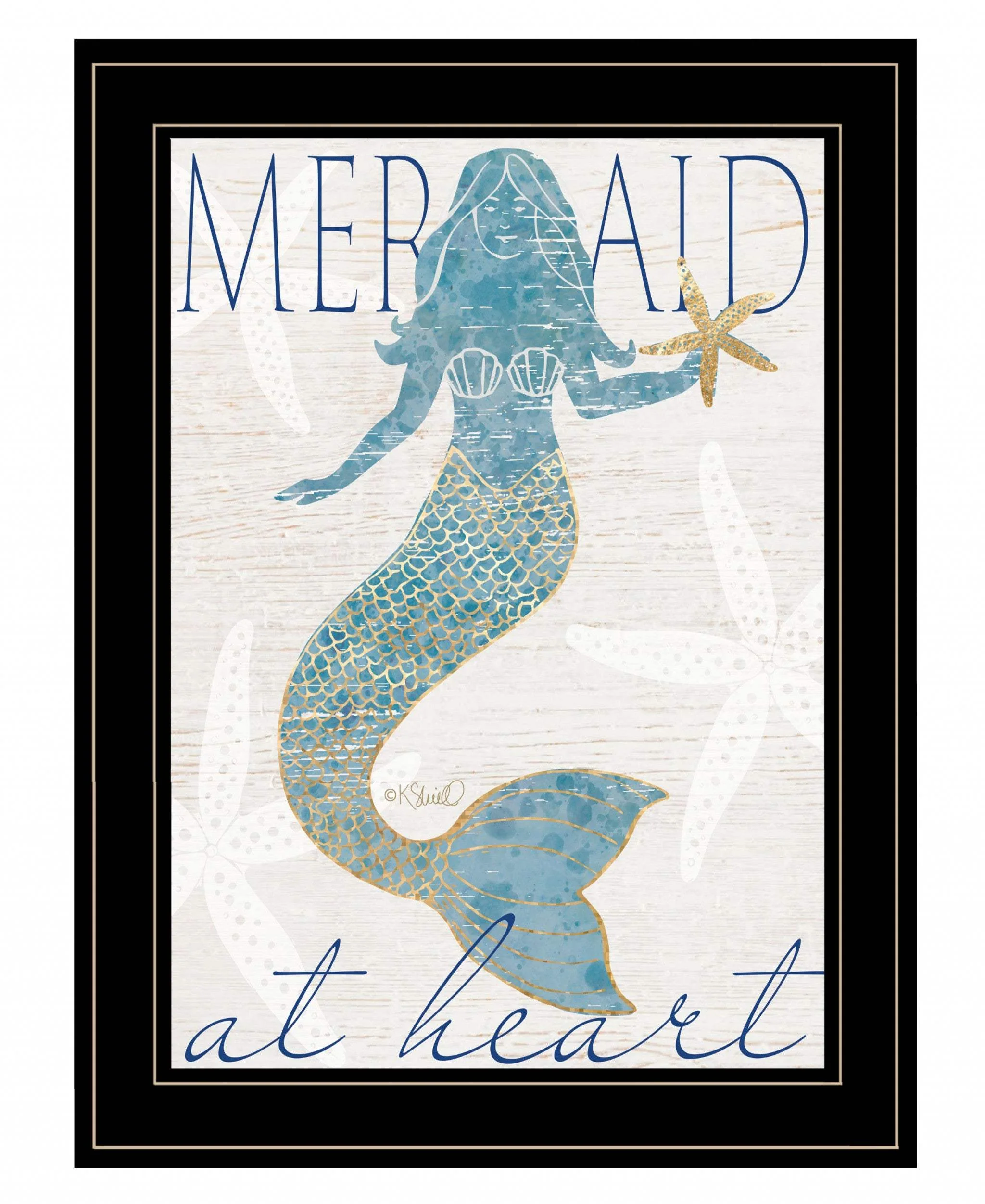 Mermaid at Heart 2 Black Framed Print Wall Art - Image 2