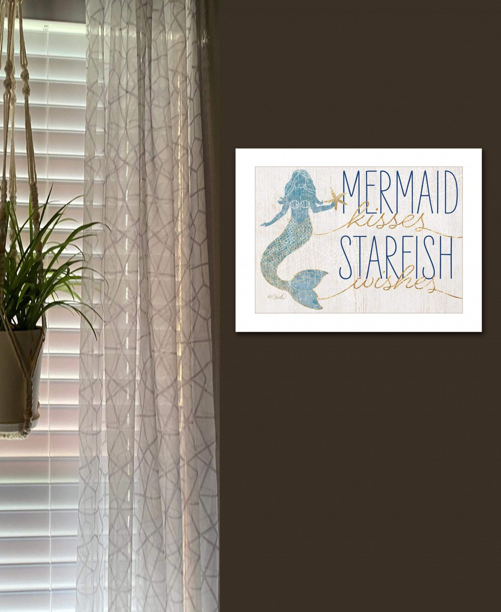 Mermaid Kisses Starfish Wishes 1 White Framed Print Wall Art - Image 3