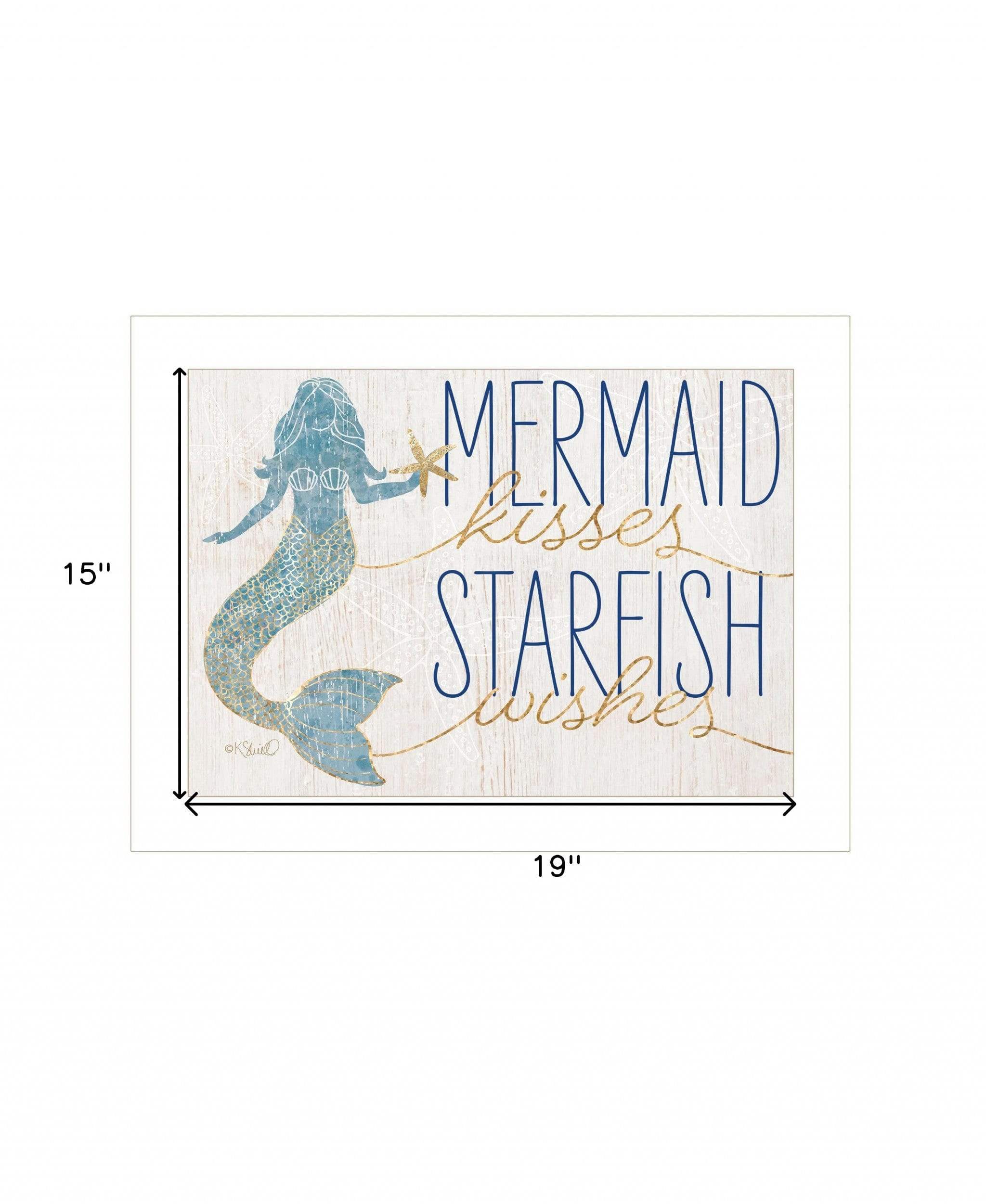 Mermaid Kisses Starfish Wishes 1 White Framed Print Wall Art - Image 5