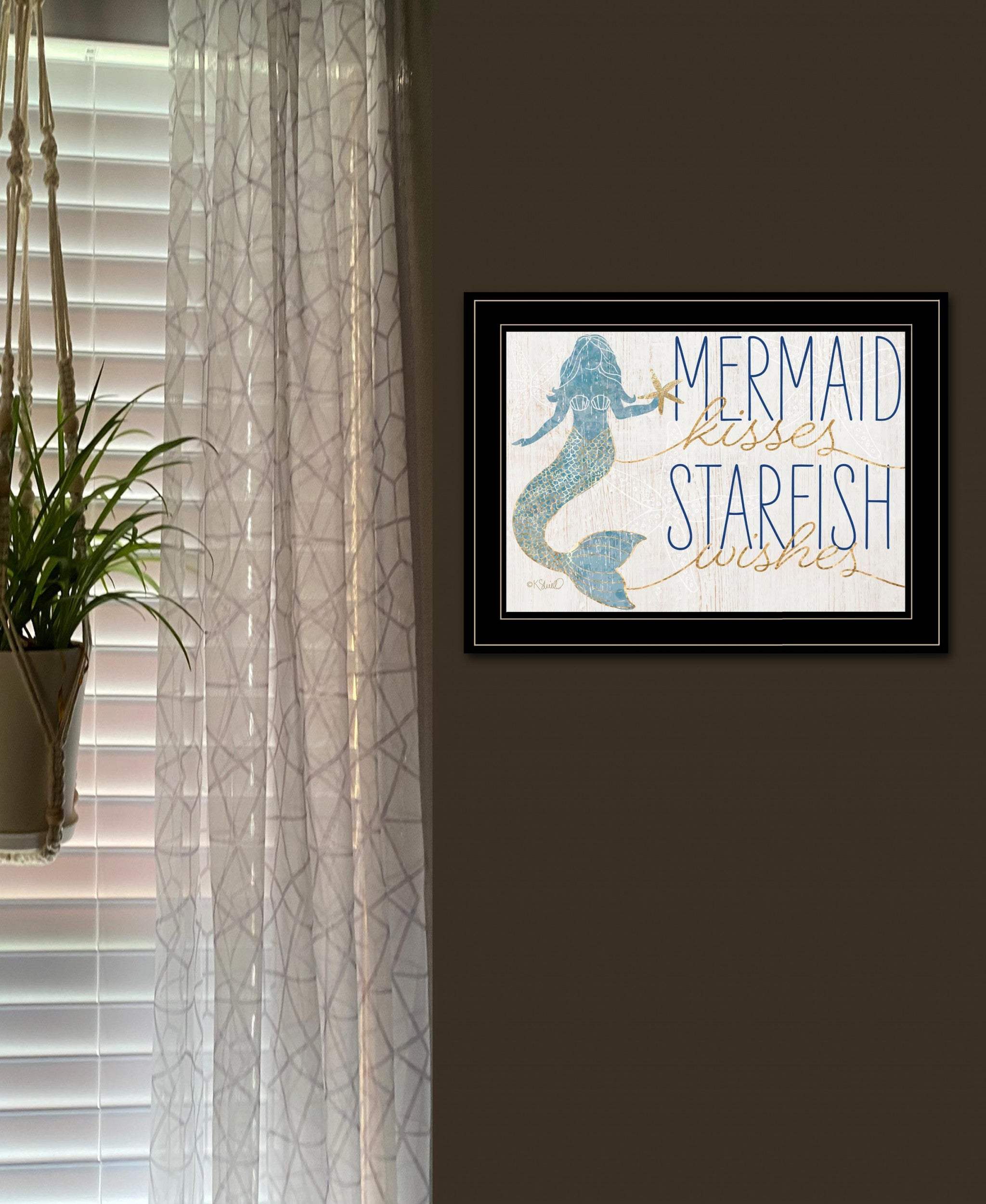 Mermaid Kisses Starfish Wishes 3 Black Framed Print Wall Art - Image 5