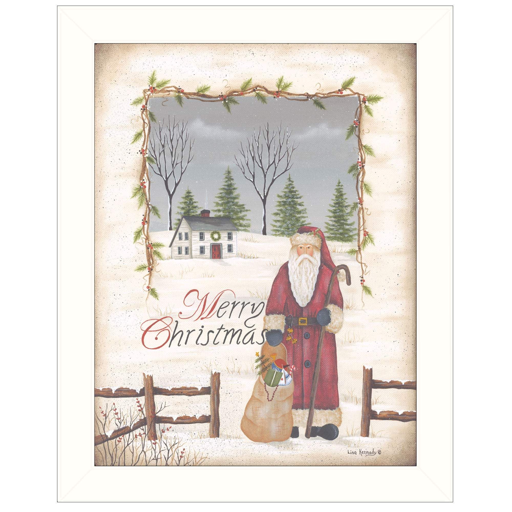 Merry Christmas White Framed Print Wall Art - Image 2