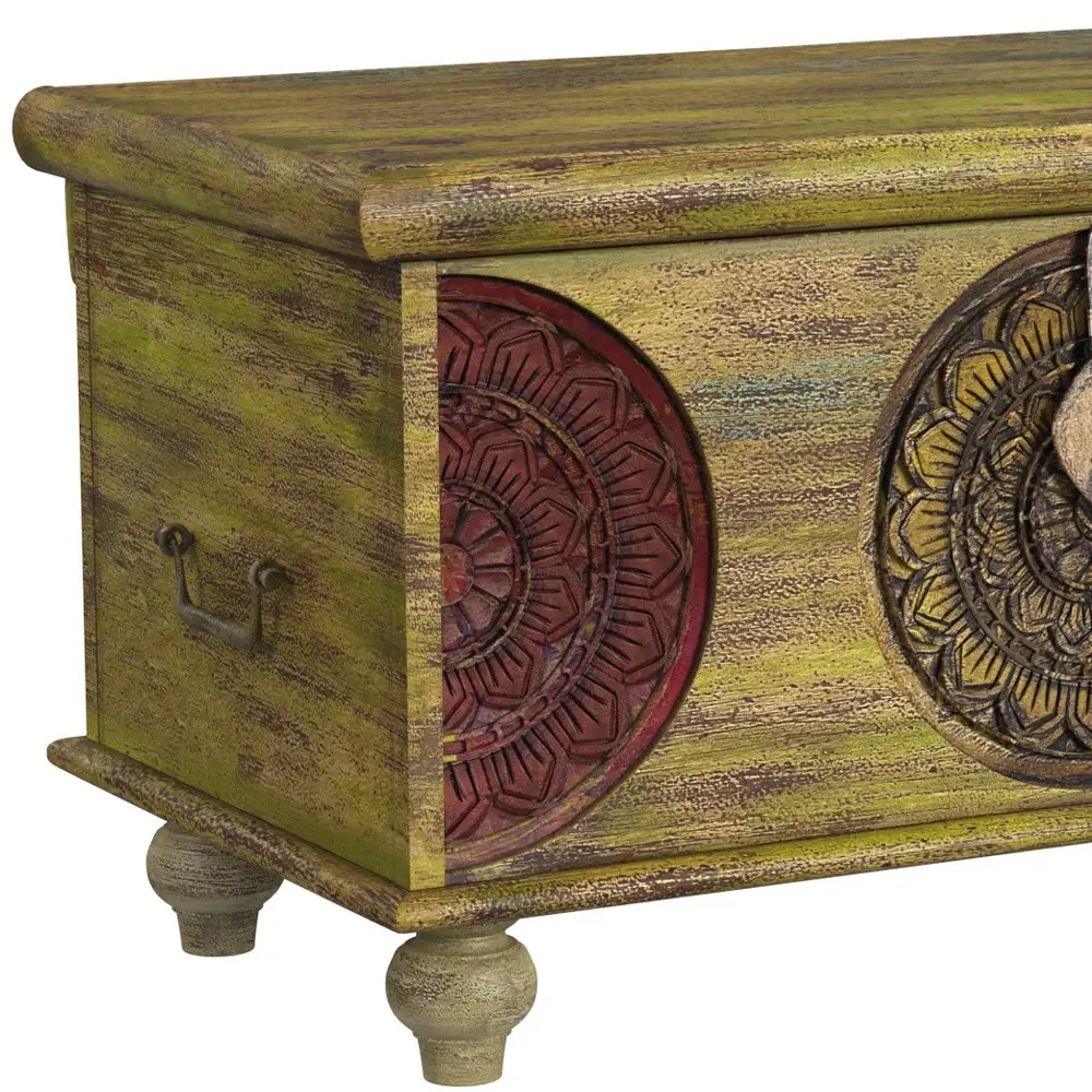 Mesa Carved Wooden Trunk Coffee Table - Image 6