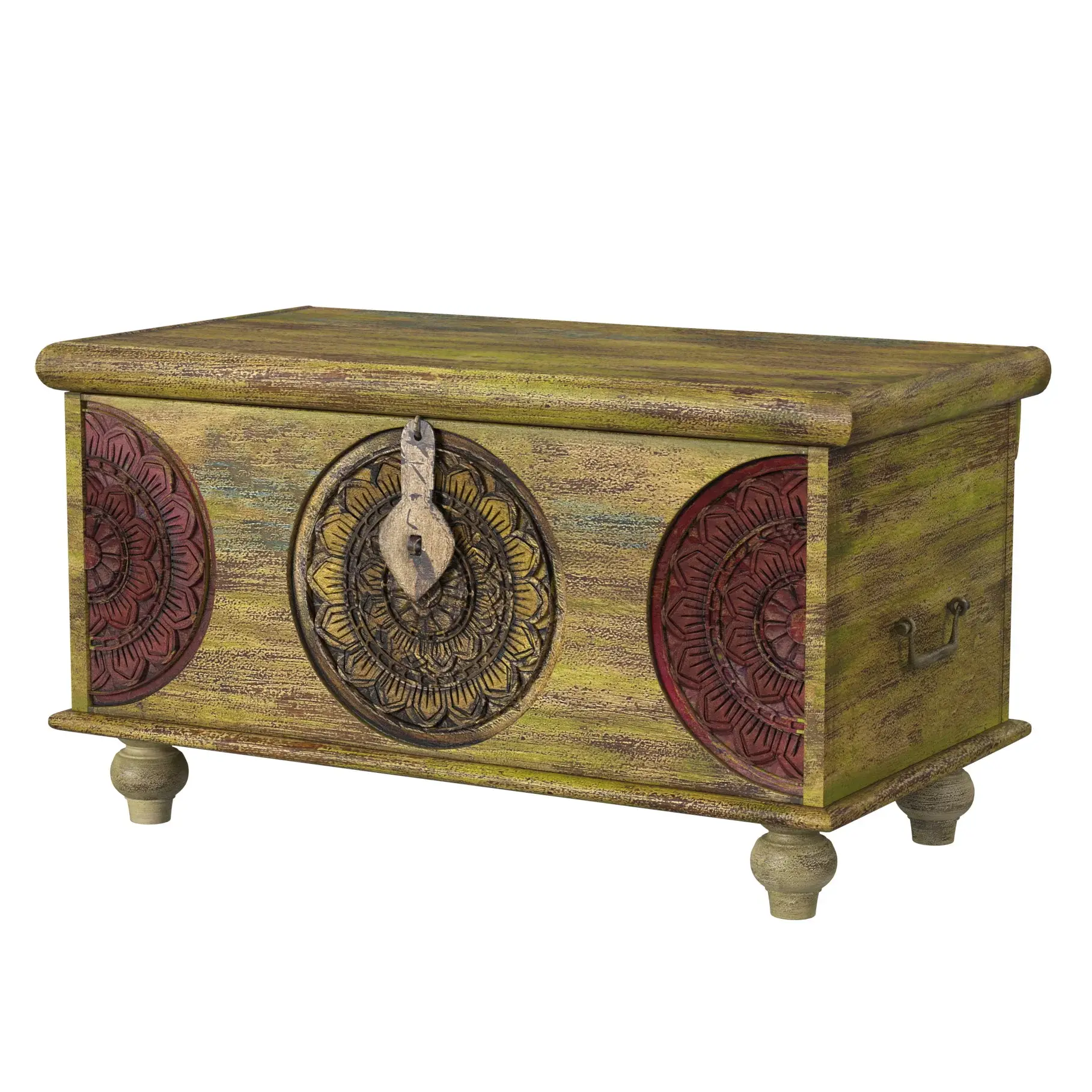 Mesa Carved Wooden Trunk Coffee Table - Image 7