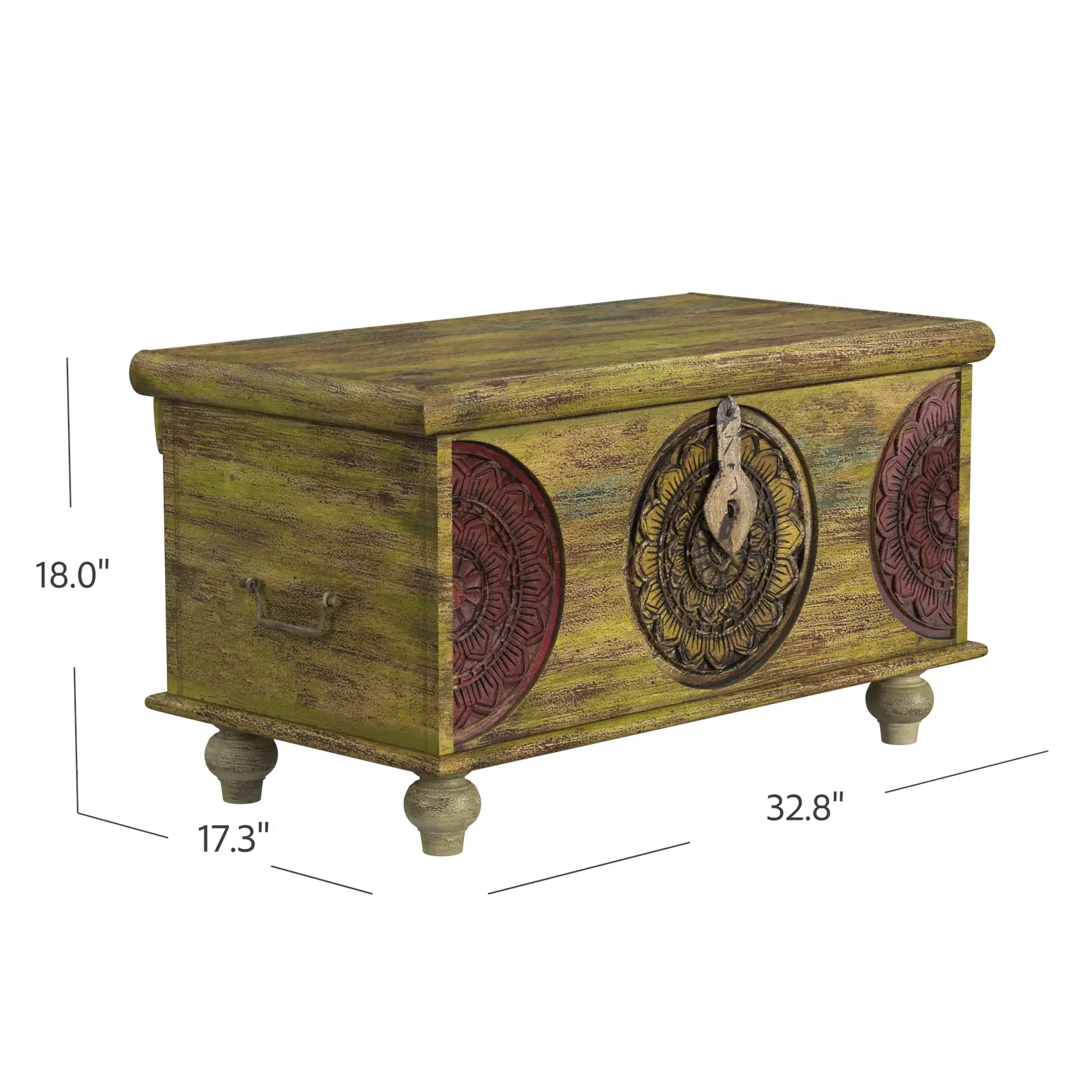 Mesa Carved Wooden Trunk Coffee Table - Image 9