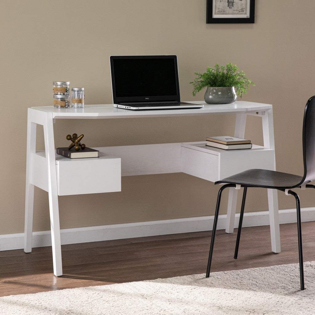 Metallic White Modern Writing Desk - Image 9