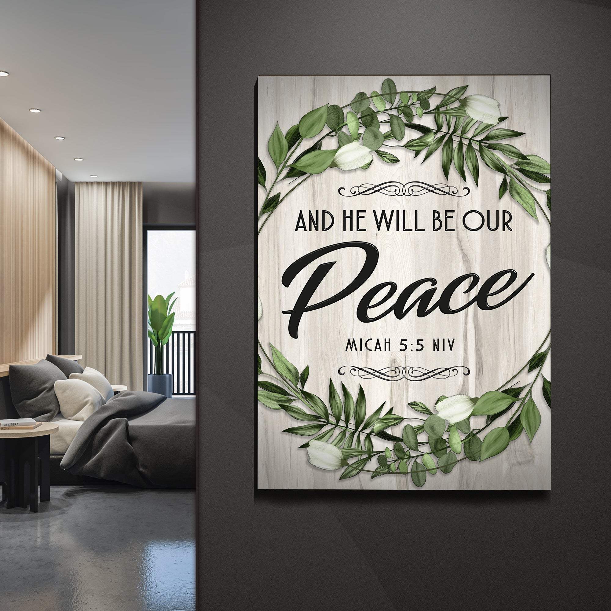 Micah 5:5 NIV - And He Will Be Our Peace Scripture Sign - Image 3