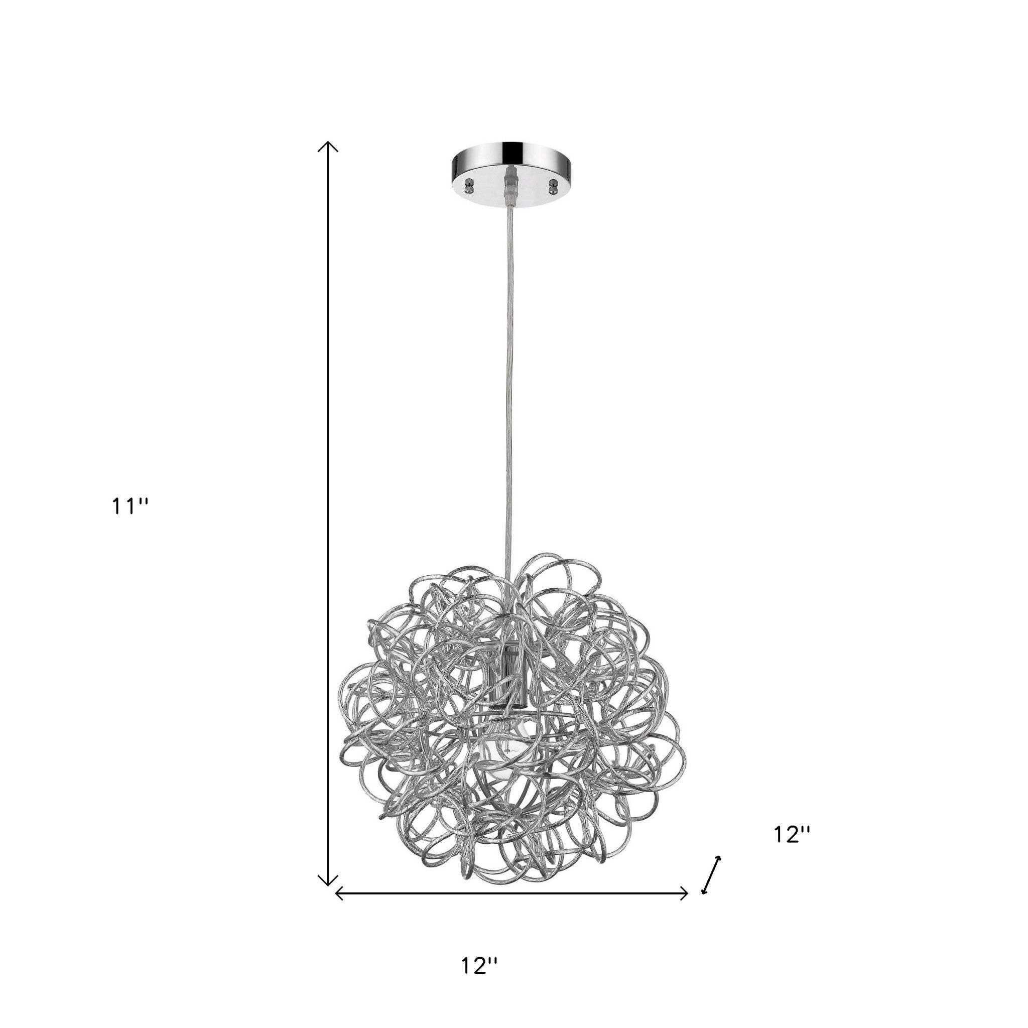 Mingle 1-Light Polished Chrome Pendant With Faceted Chrome Aluminum Wire Shade - Image 5
