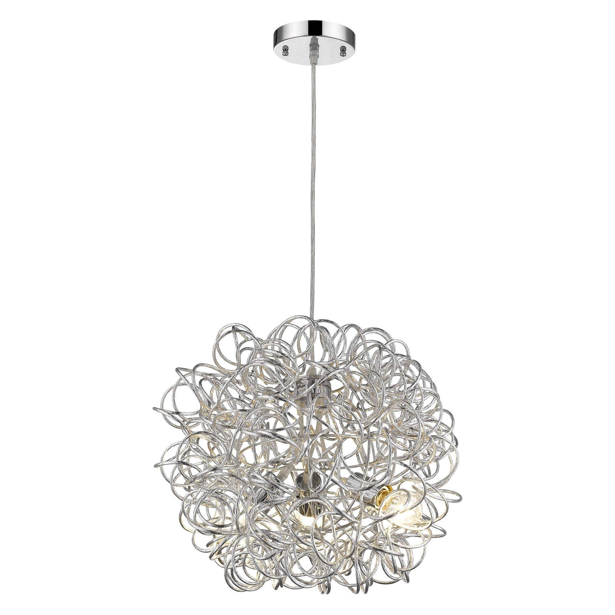 Mingle 3-Light Polished Chrome Pendant With Faceted Chrome Aluminum Wire Shade - Image 3