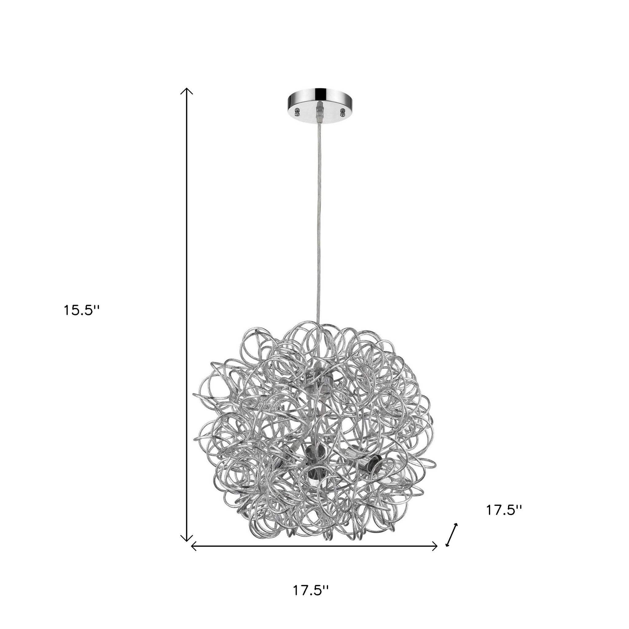 Mingle 3-Light Polished Chrome Pendant With Faceted Chrome Aluminum Wire Shade - Image 5