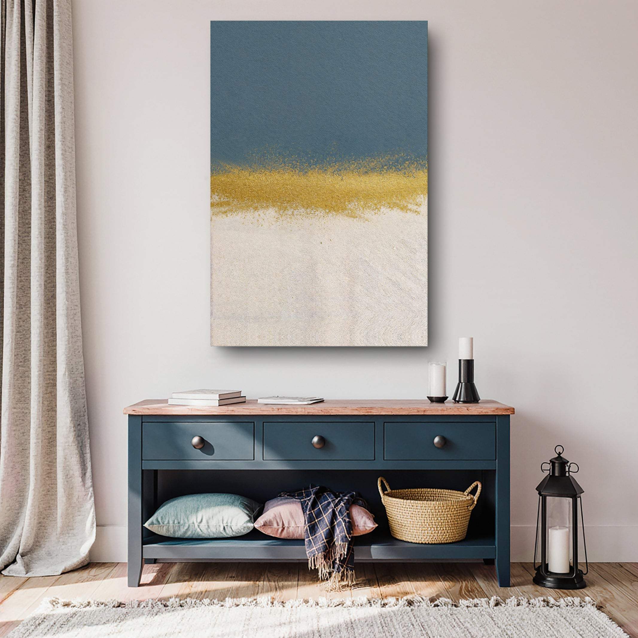 Minimalist Blue and Gold Wall Art - Image 2