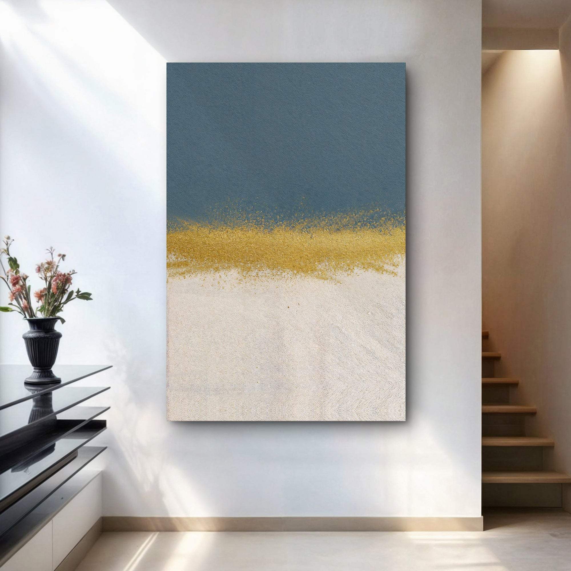 Minimalist Blue and Gold Wall Art - Image 3
