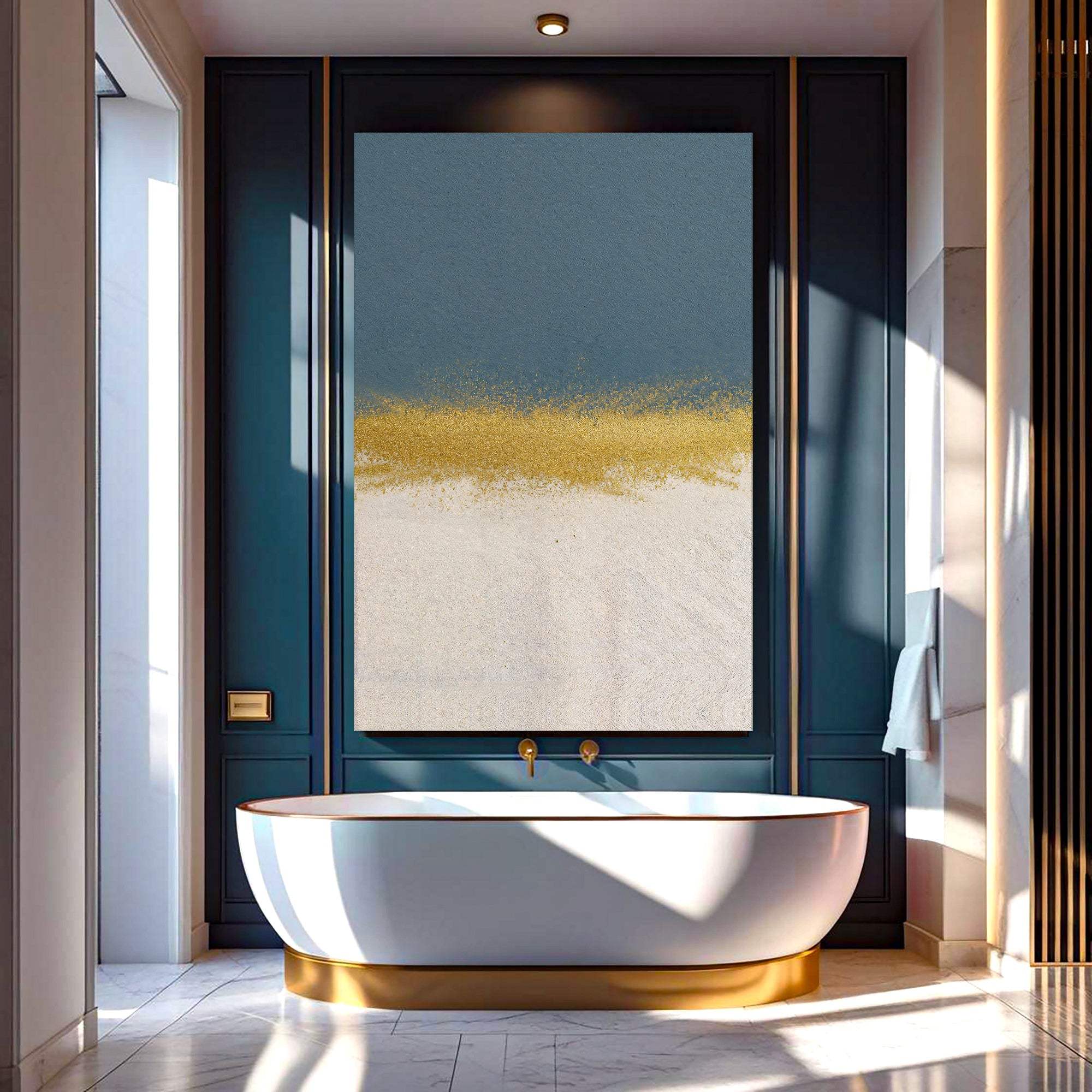 Minimalist Blue and Gold Wall Art - Image 4