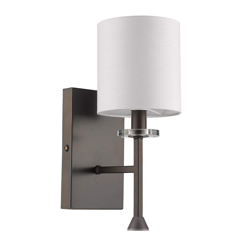 Minimalist Bronze Wall Sconce with Fabric Shade - Image 2
