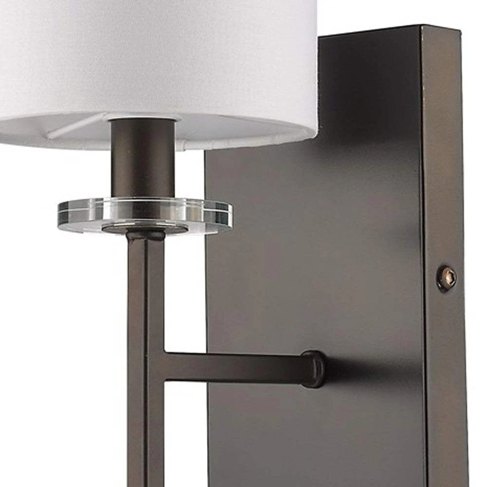 Minimalist Bronze Wall Sconce with Fabric Shade - Image 3
