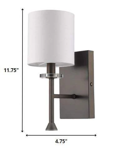 Minimalist Bronze Wall Sconce with Fabric Shade - Image 5