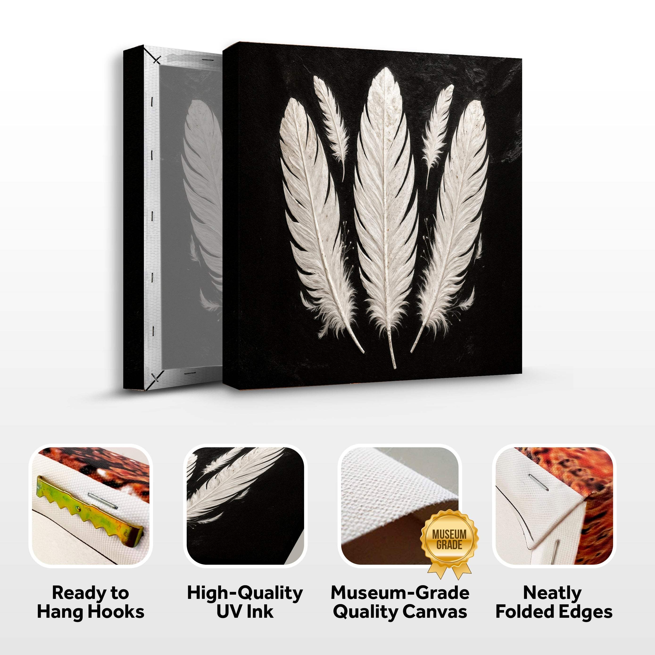 Minimalist Monochrome Feather Wall Art - Image 8