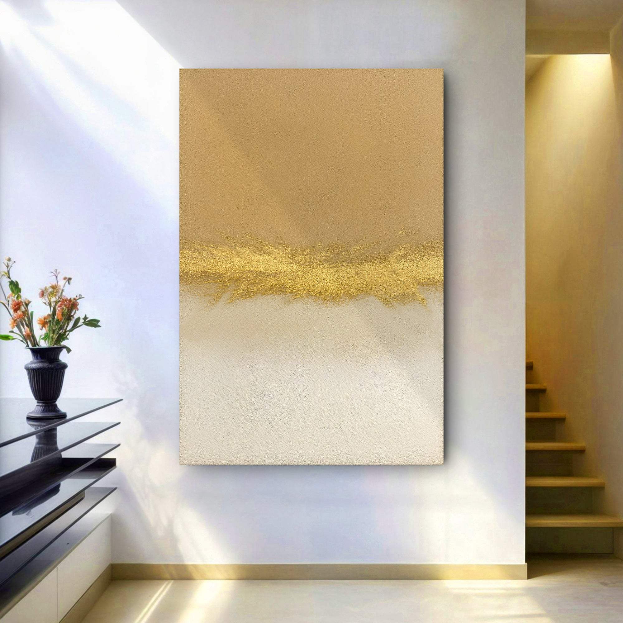 Minimalist White And Gold Wall Art - Image 3