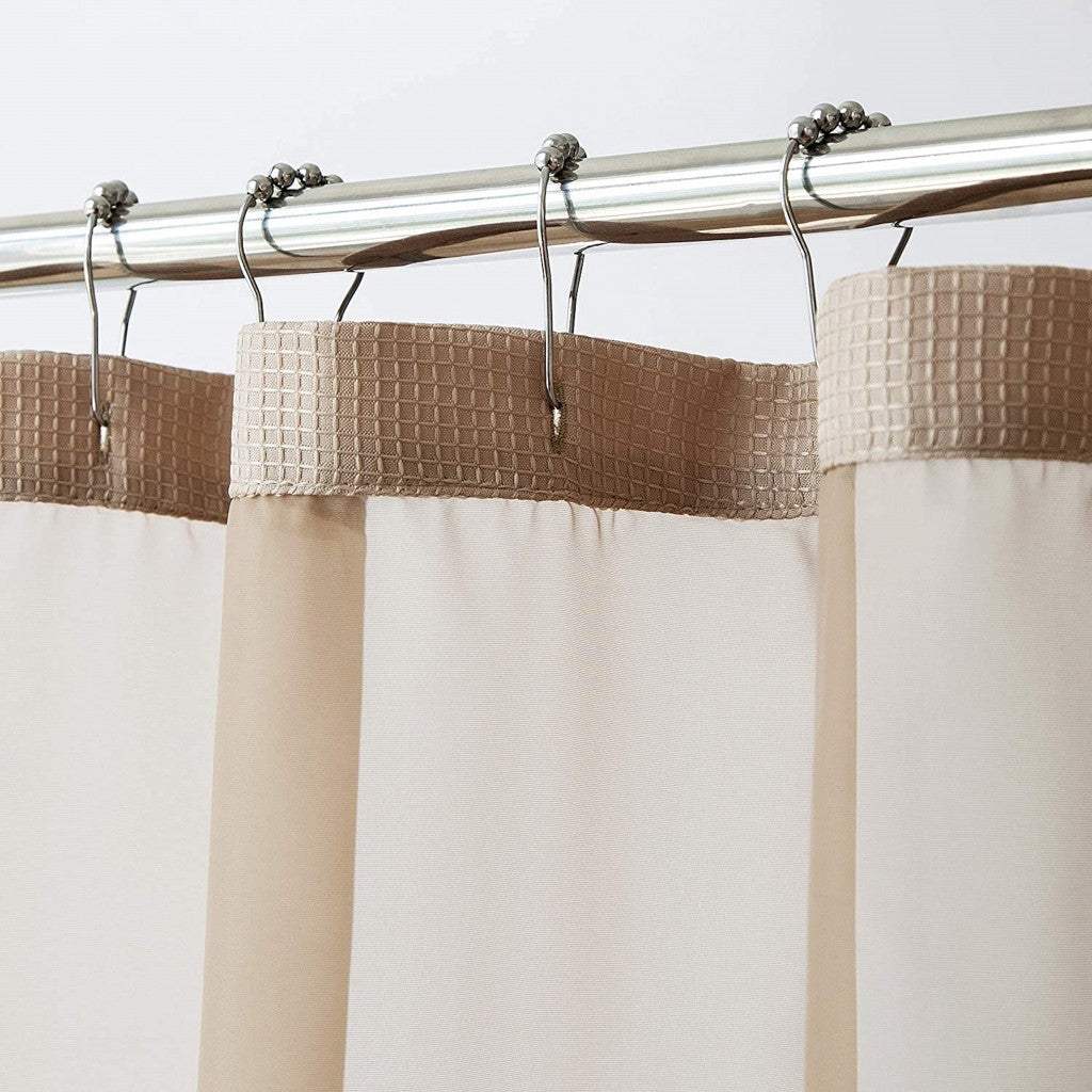 Mocha Sheer and Grid Shower Curtain and Liner Set - Image 2
