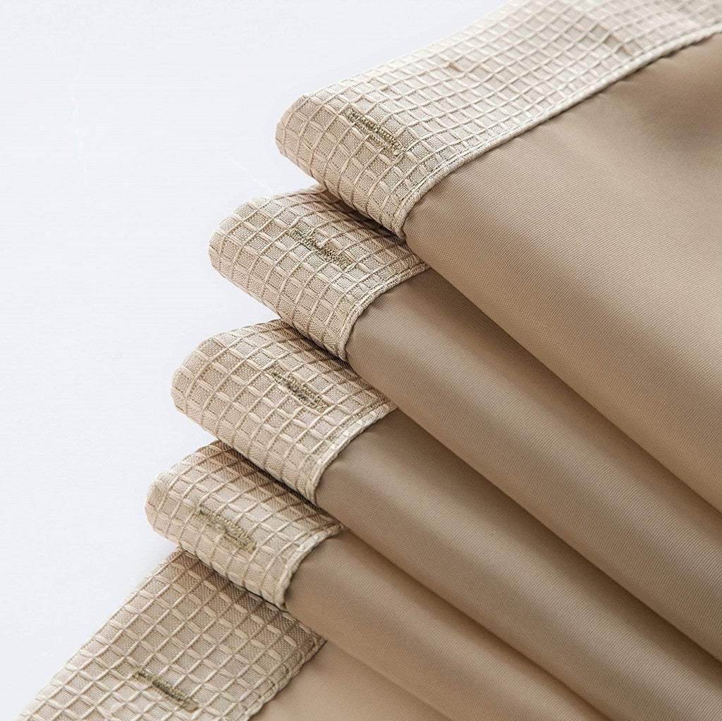 Mocha Sheer and Grid Shower Curtain and Liner Set - Image 3