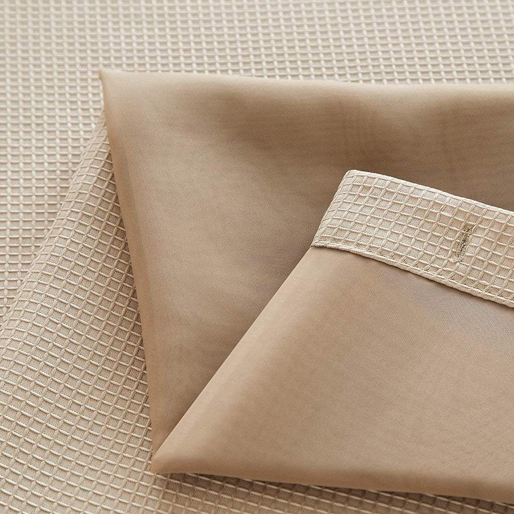 Mocha Sheer and Grid Shower Curtain and Liner Set - Image 4
