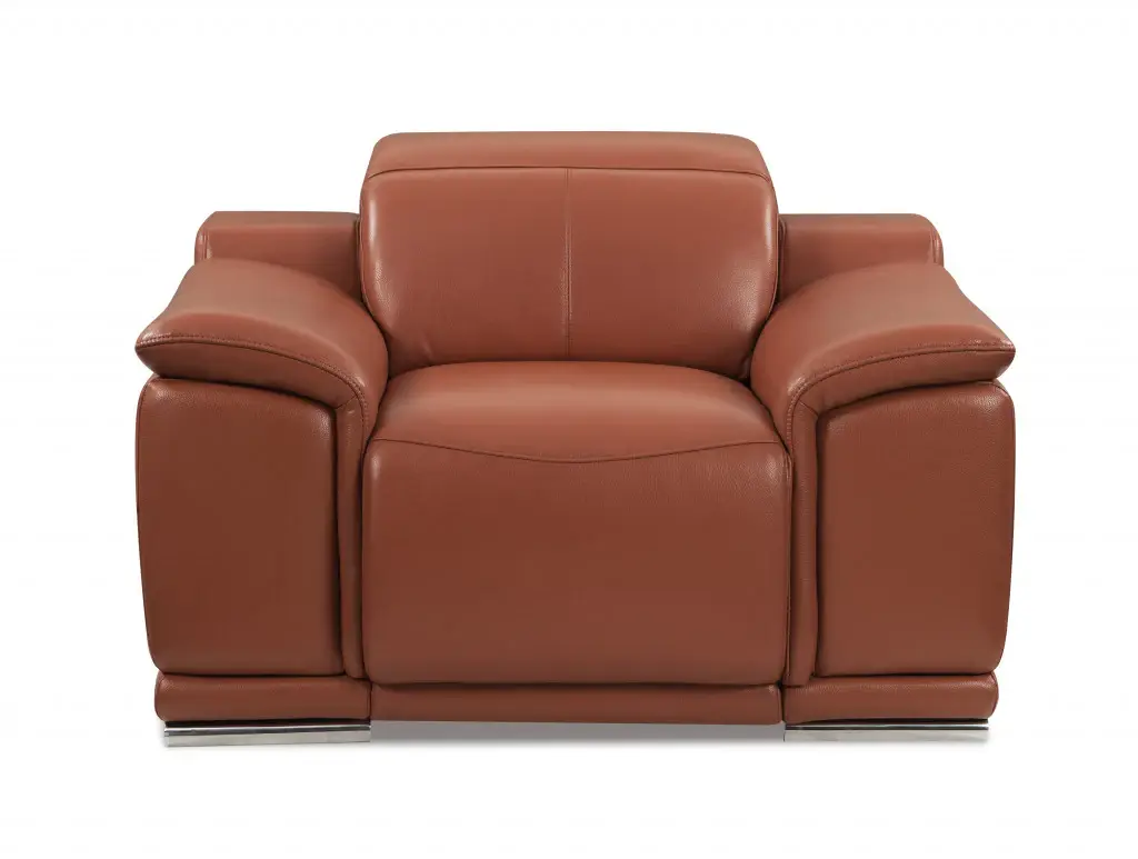 Mod Camel Brown Italian Leather Recliner Chair - Image 2