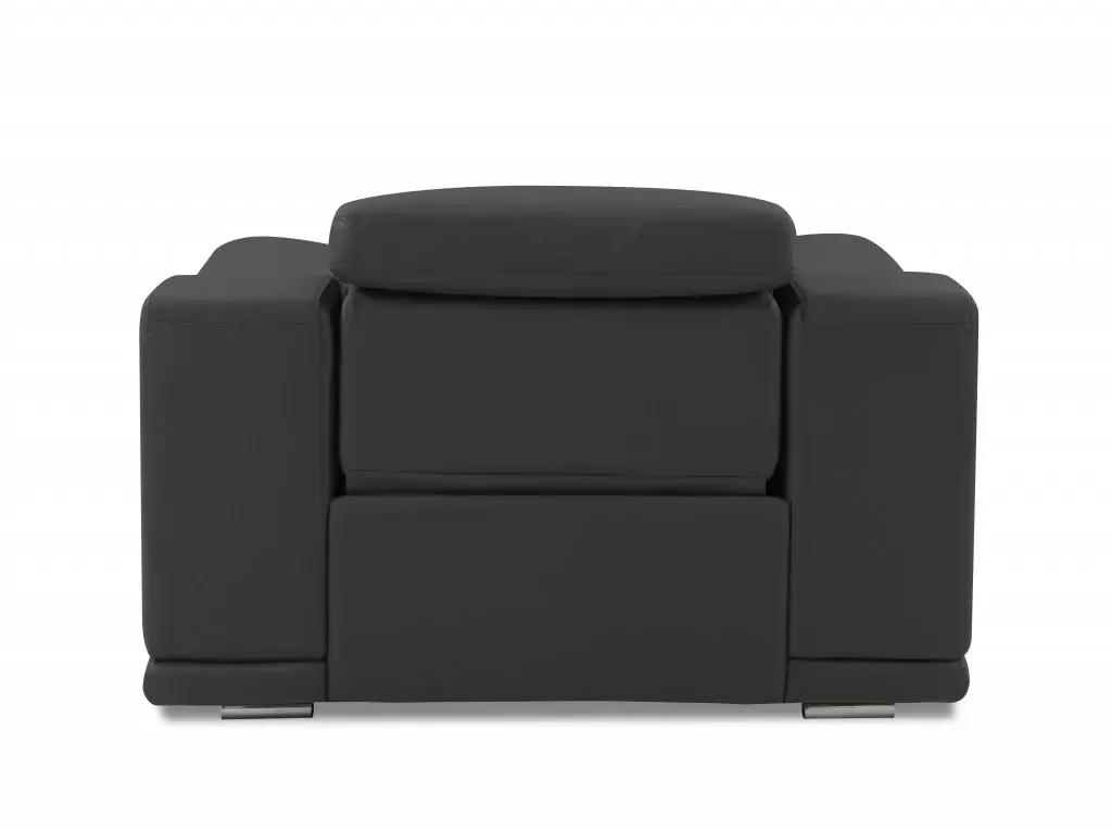 Mod Charcoal Gray Italian Leather Recliner Chair - Image 3