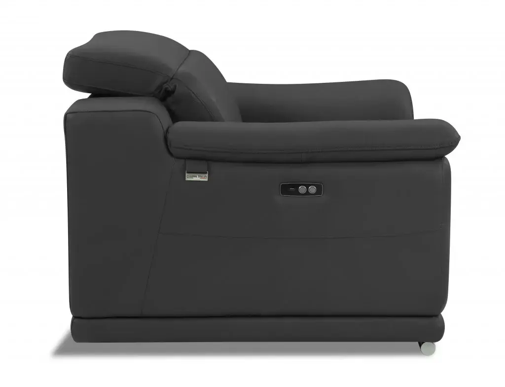 Mod Charcoal Gray Italian Leather Recliner Chair - Image 4
