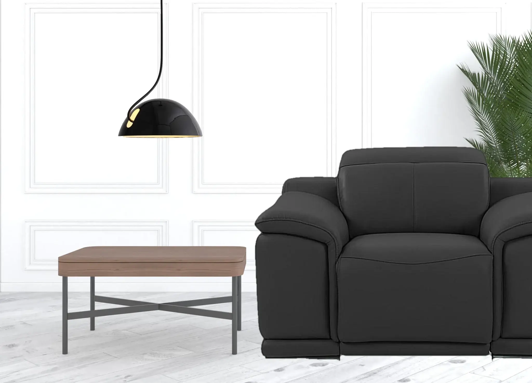 Mod Charcoal Gray Italian Leather Recliner Chair - Image 5
