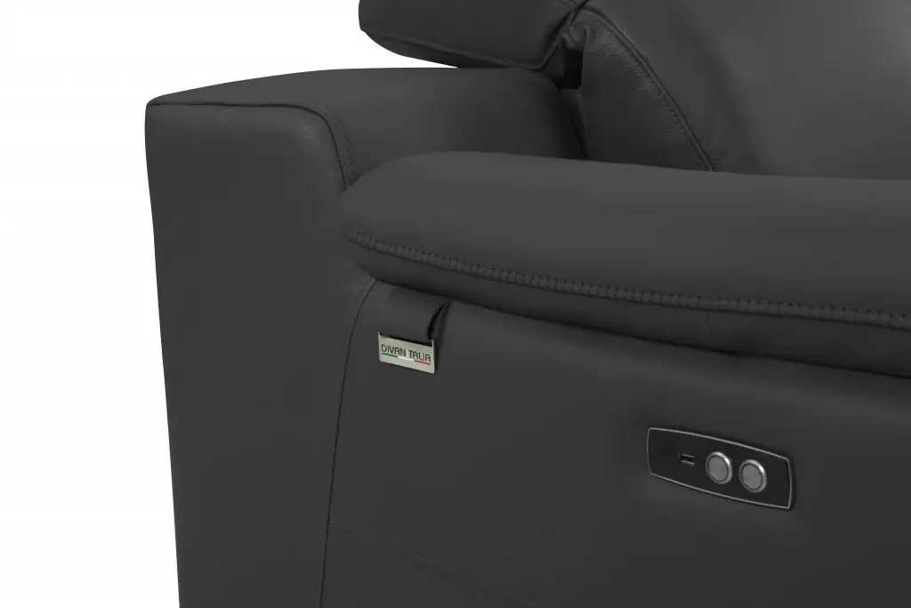 Mod Charcoal Gray Italian Leather Recliner Chair - Image 6