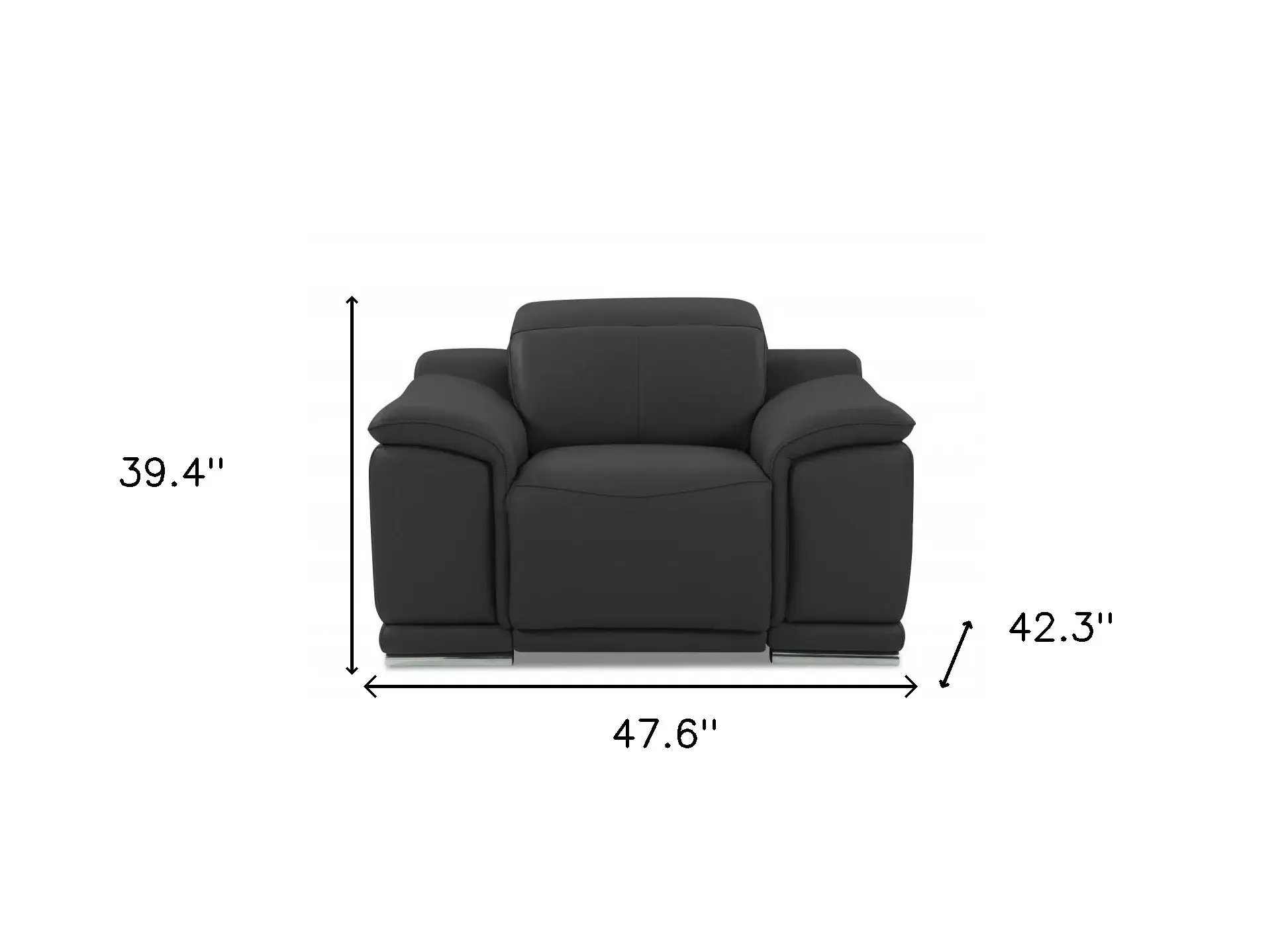 Mod Charcoal Gray Italian Leather Recliner Chair - Image 7