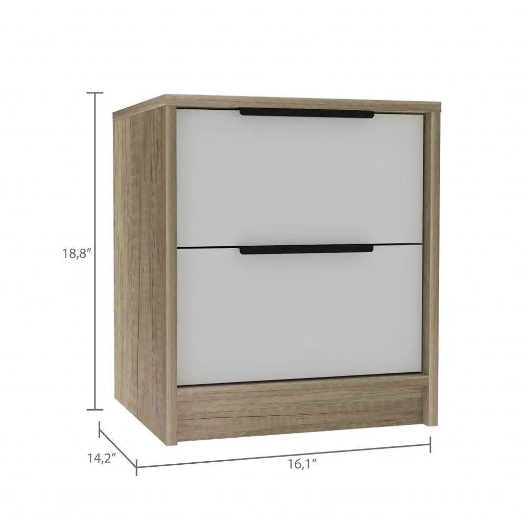 Mod Light Oak and White Two Drawer Nightstand - Image 8