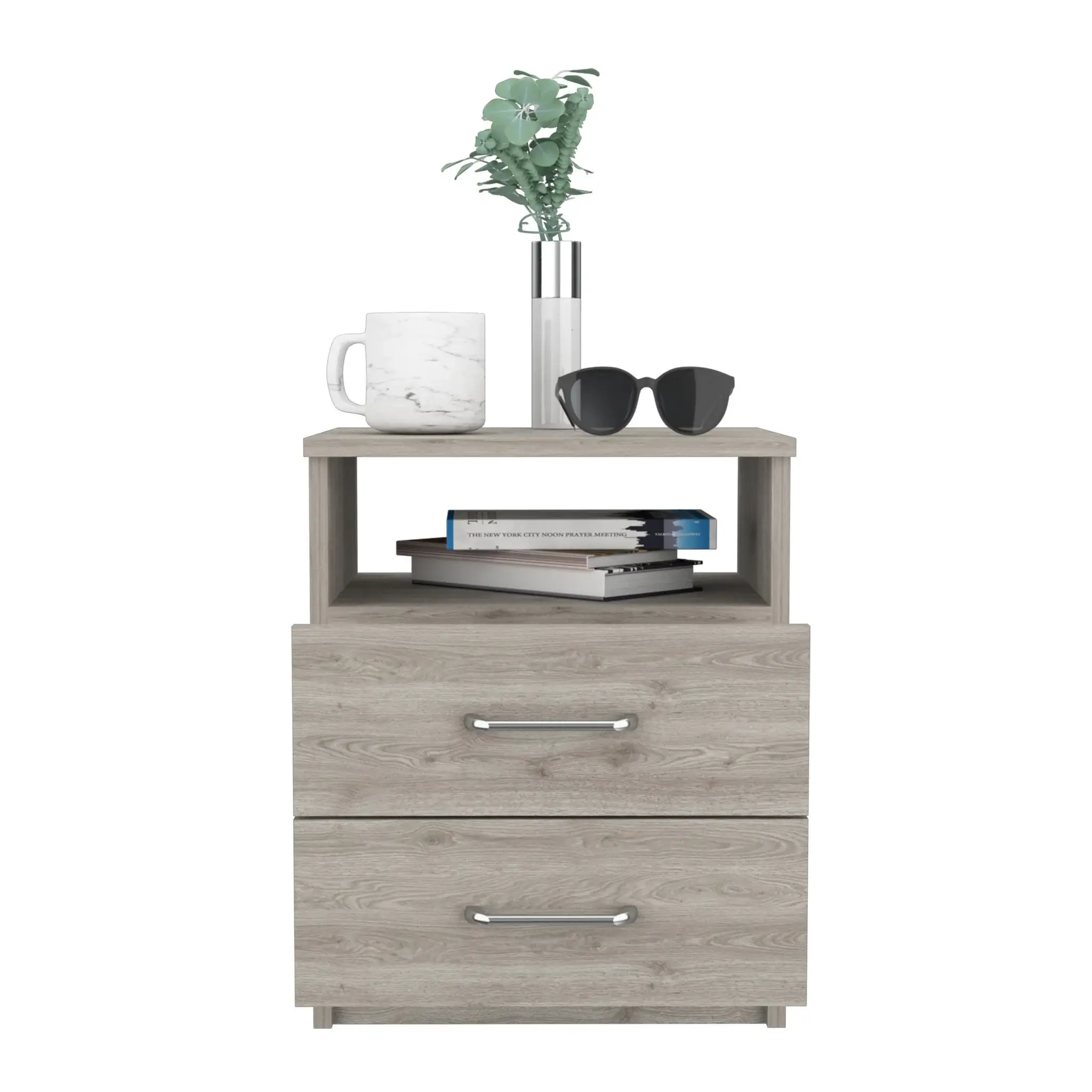 Modern and Stylish Light Grey Particle Bedroom Nightstand - Image 2