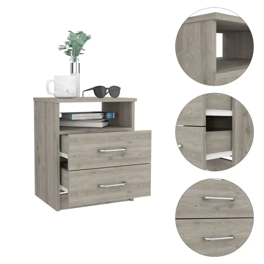 Modern and Stylish Light Grey Particle Bedroom Nightstand - Image 3