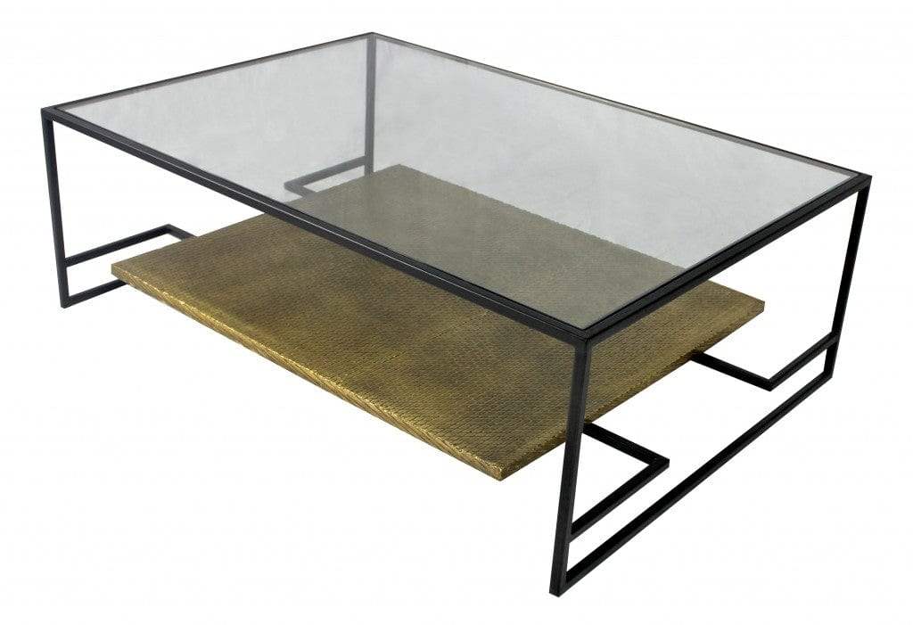 Modern Black and Gold Glass Coffee Table - Image 3