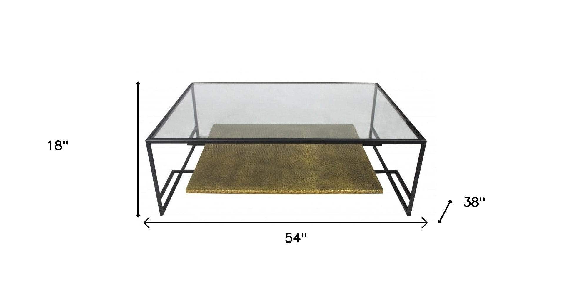 Modern Black and Gold Glass Coffee Table - Image 4