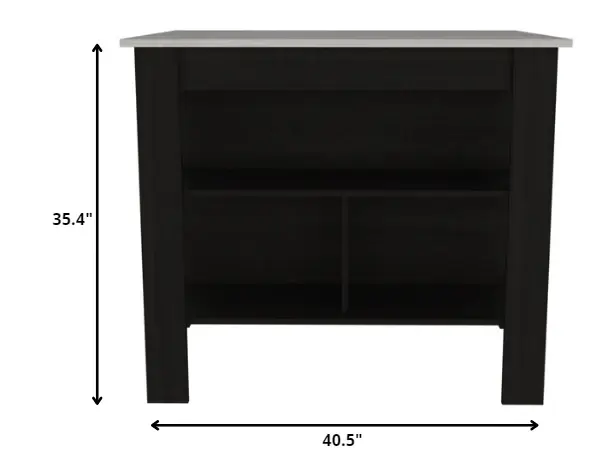 Modern Black Kitchen Island with a Marble Counter Top - Image 5