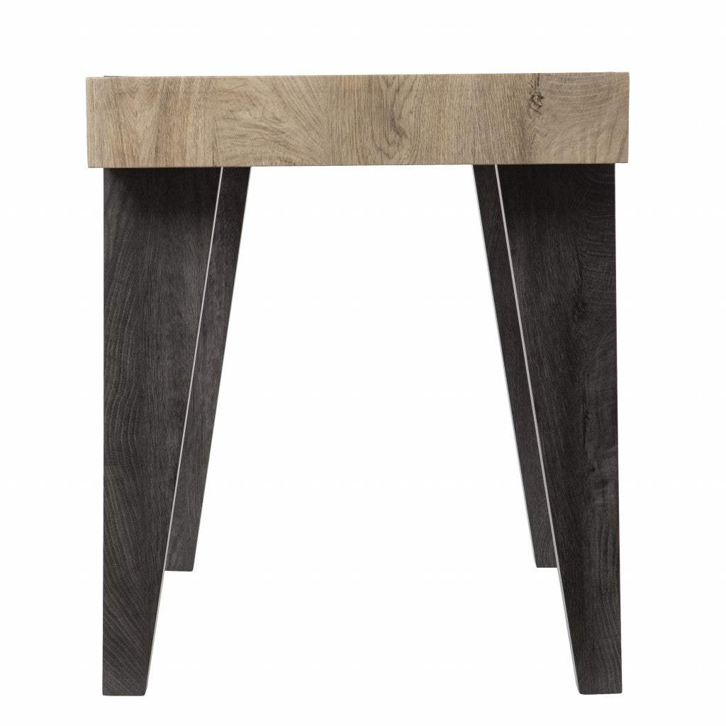 Modern Chunky Natural and Gray Wood Table Desk - Image 4