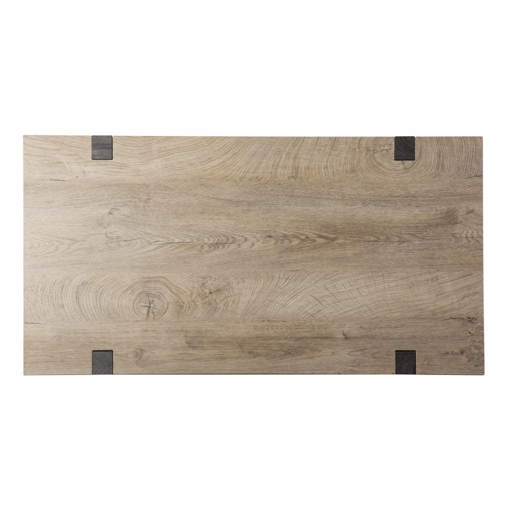 Modern Chunky Natural and Gray Wood Table Desk - Image 5