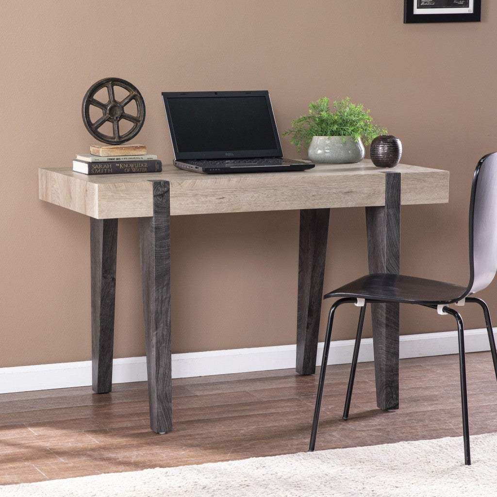 Modern Chunky Natural and Gray Wood Table Desk - Image 6