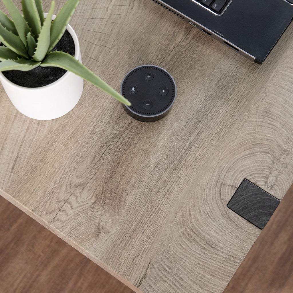 Modern Chunky Natural and Gray Wood Table Desk - Image 7