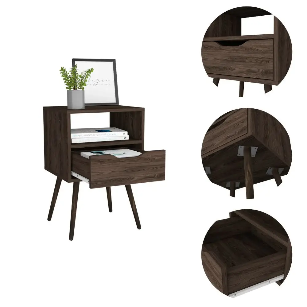 Modern Dark Walnut Bedroom Nightstand - Image 2
