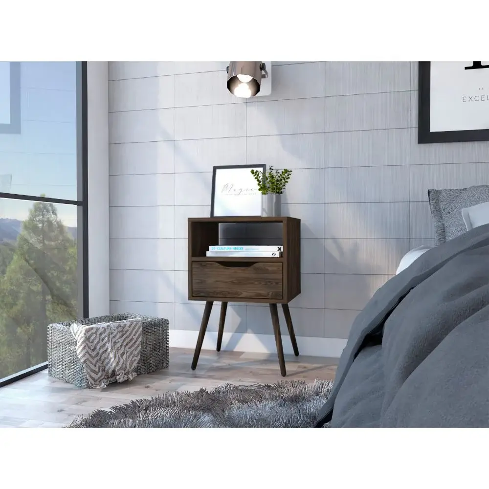 Modern Dark Walnut Bedroom Nightstand - Image 3