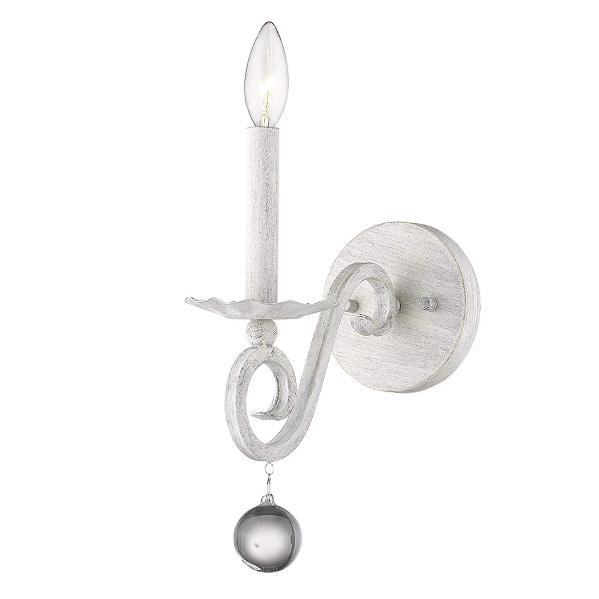Modern Farmhouse Rustic White and Crystal Wall Sconce - Image 2
