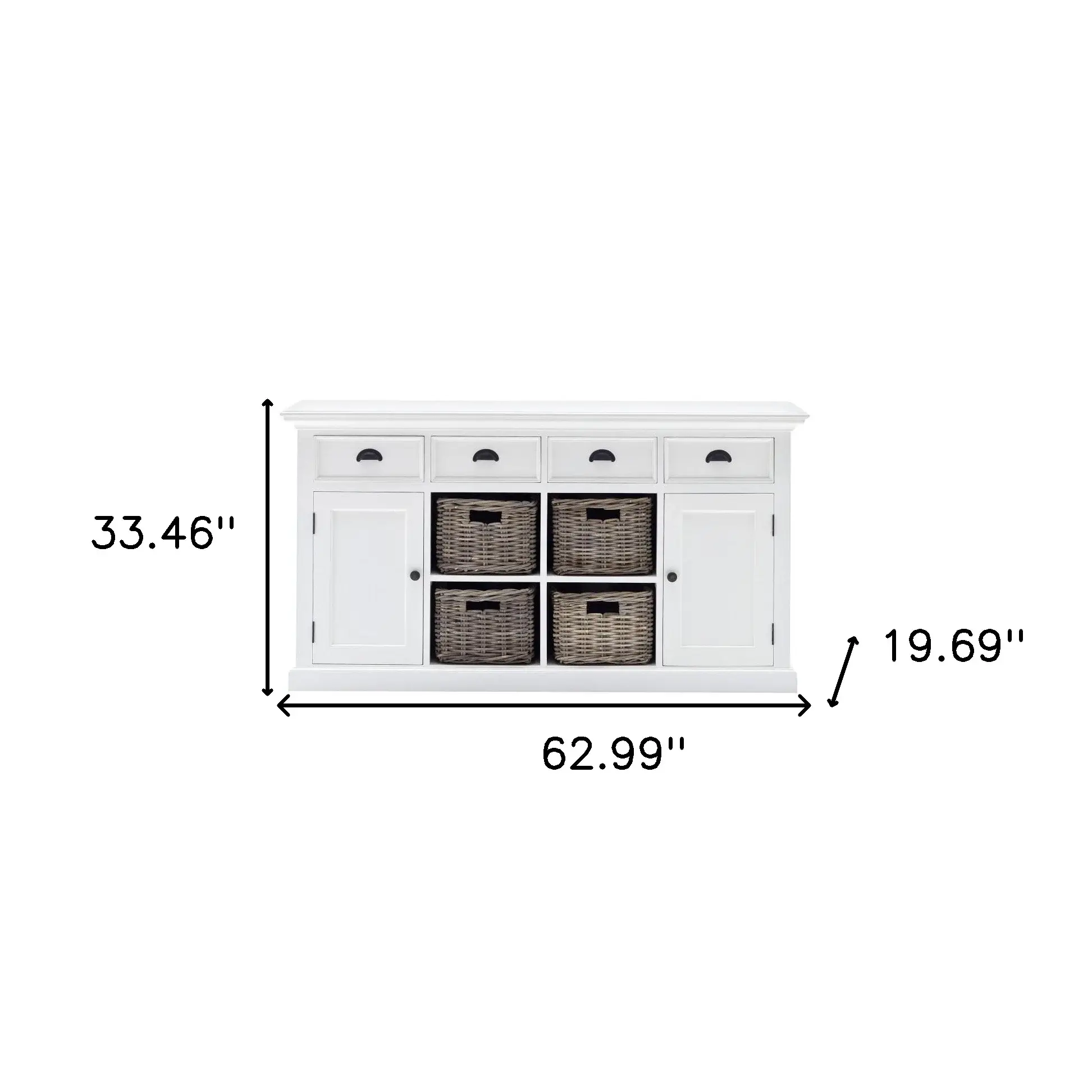Modern Farmhouse White Buffet With Baskets - Image 7