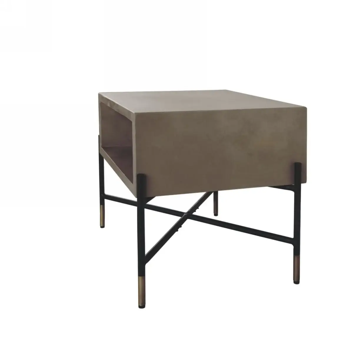 Modern Gray Concrete and Black Metal Coffee Table - Image 3