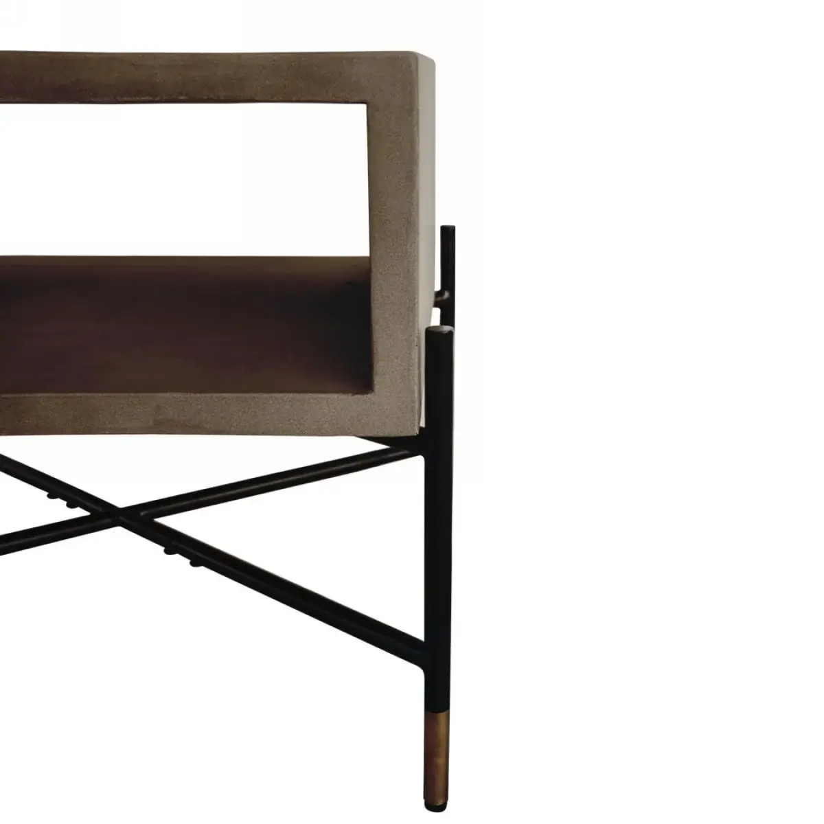 Modern Gray Concrete and Black Metal Coffee Table - Image 4