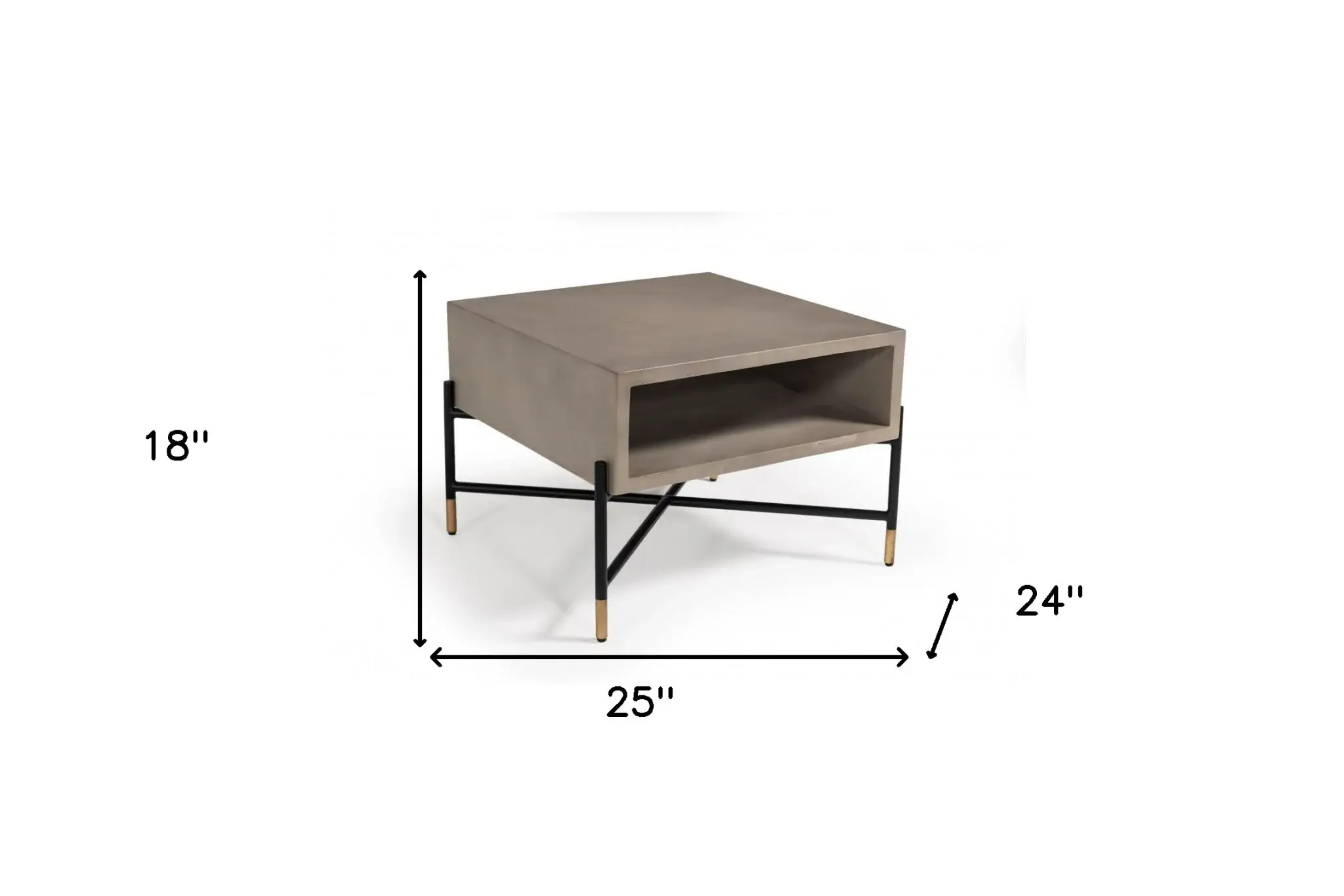 Modern Gray Concrete and Black Metal Coffee Table - Image 5