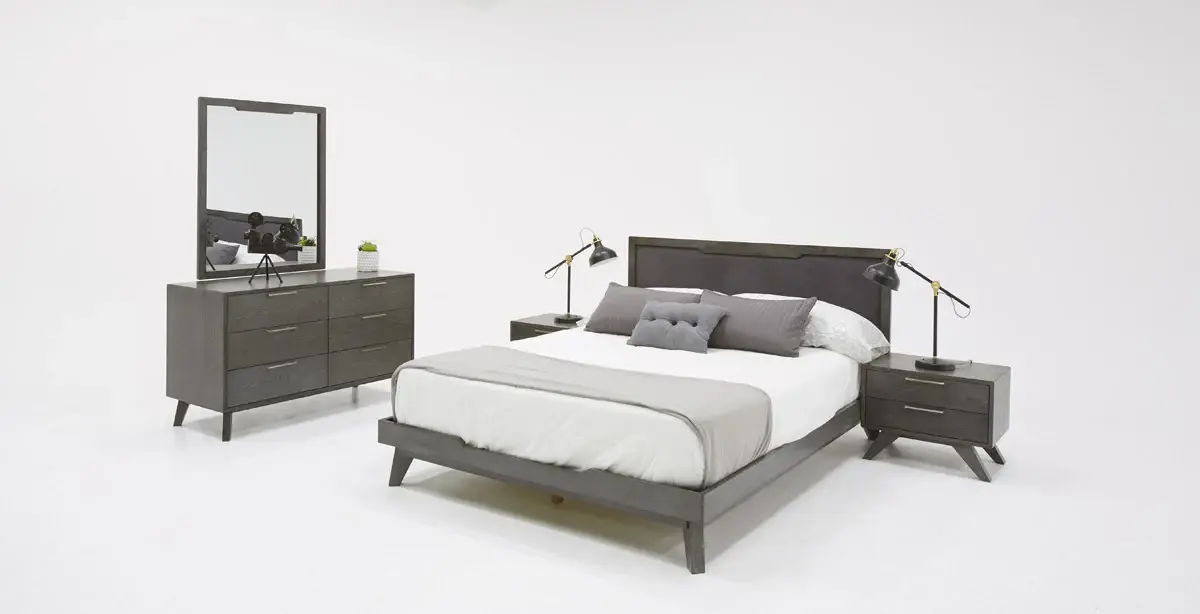 Modern Gray Wash Nightstand with Two Drawers - Image 3