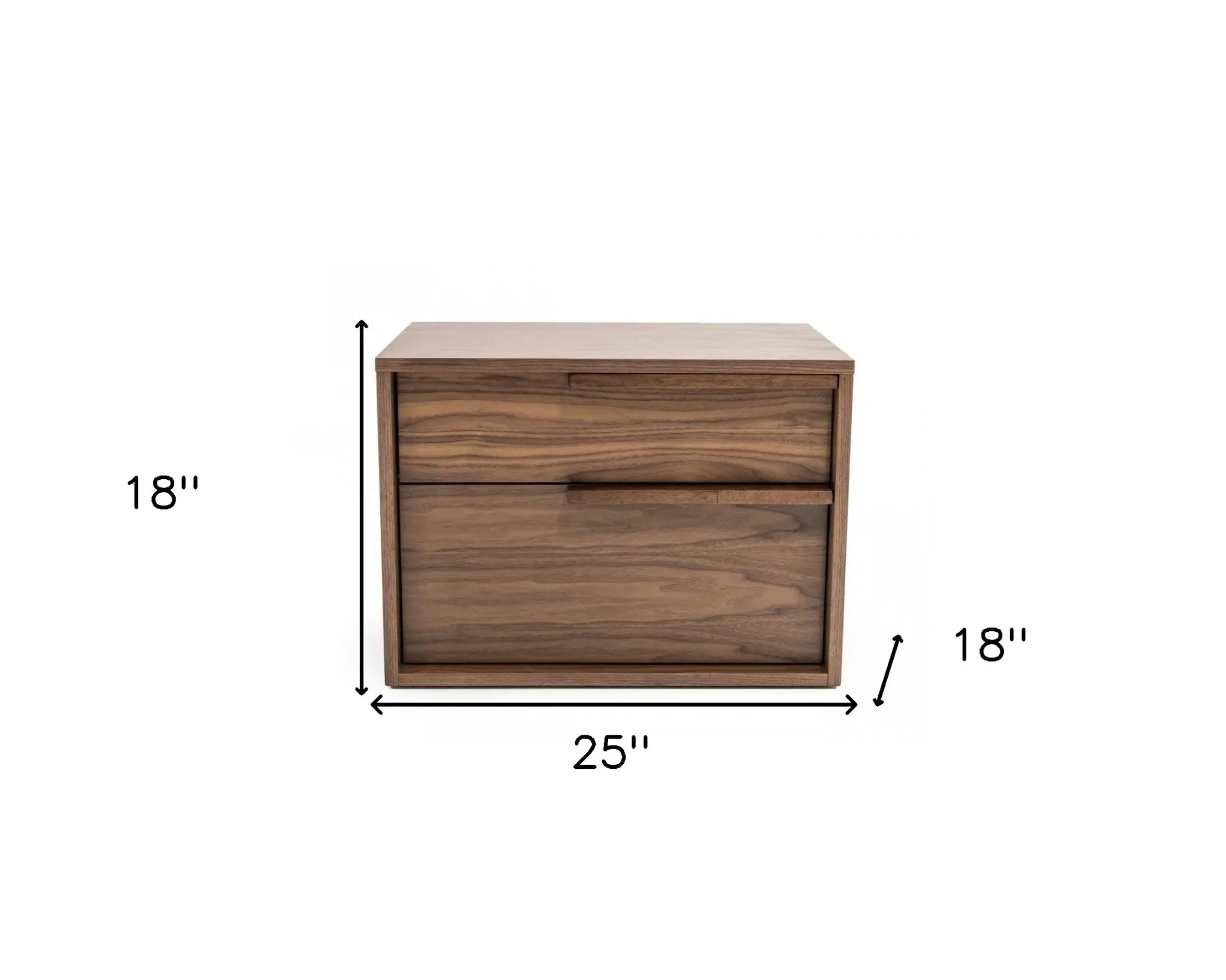 Modern Light Brown Walnut Nightstand with Two drawers - Image 5